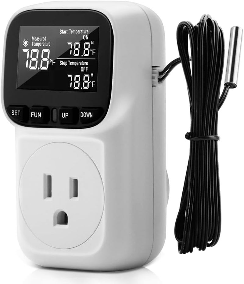 diymore 1800W Digital Temperature Controller Plug in Thermostat Outlet Digital RV Thermostat Heating Cooling Mode Timer 15A /120V -104℉~210℉ for Incubator Thermometer Pool Thermometer - Image 1
